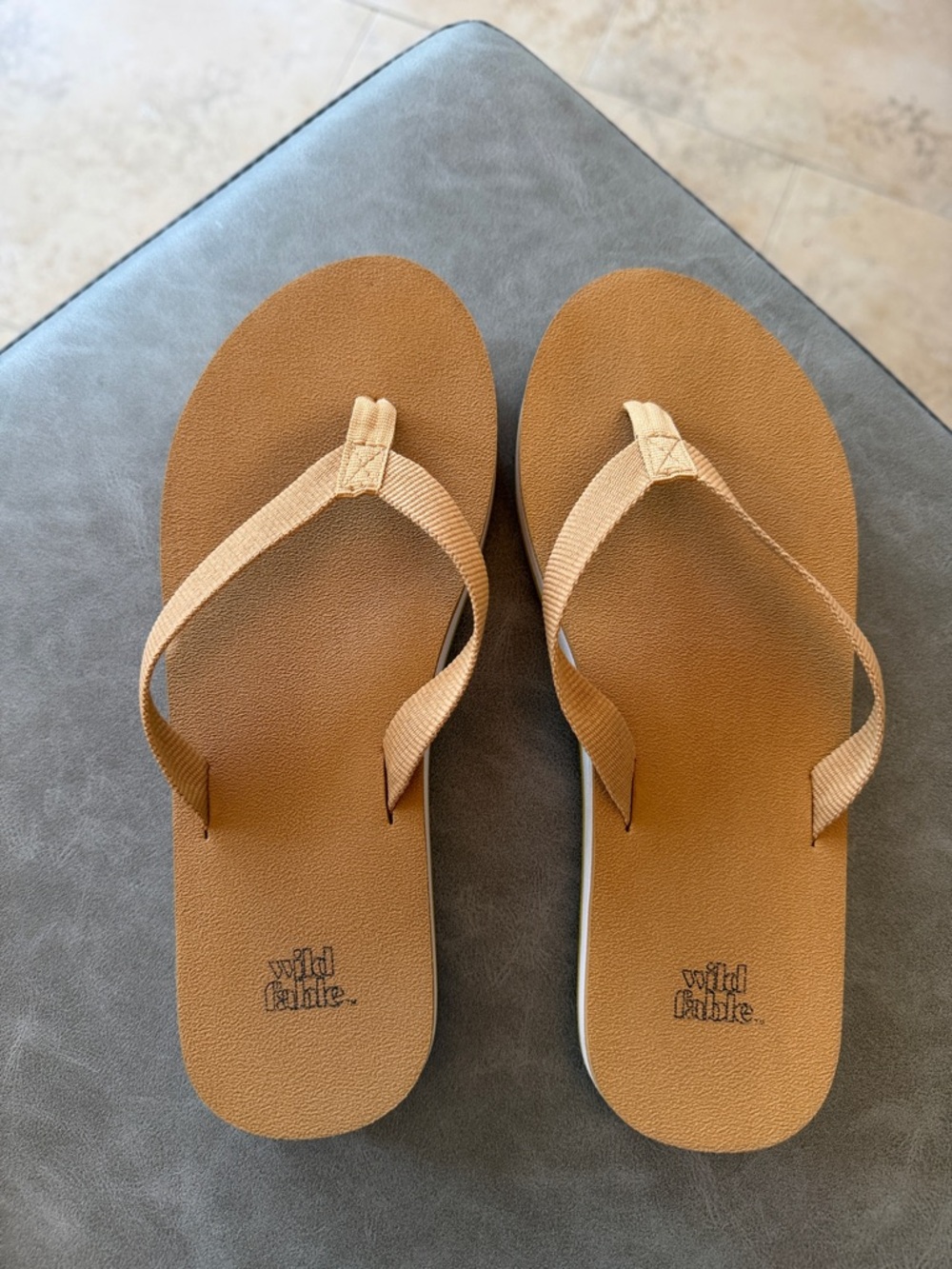 wild fable Brown Platform Flip Flops with Striped Sole